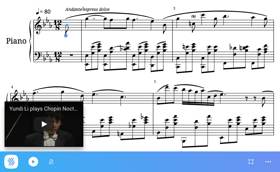 Video floating of the score